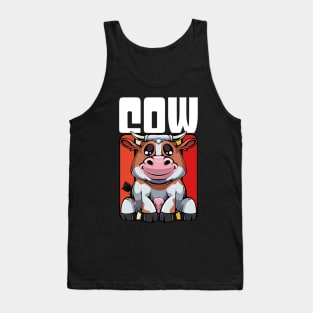 Cow - Cute Retro Style Kawaii Cattle Tank Top